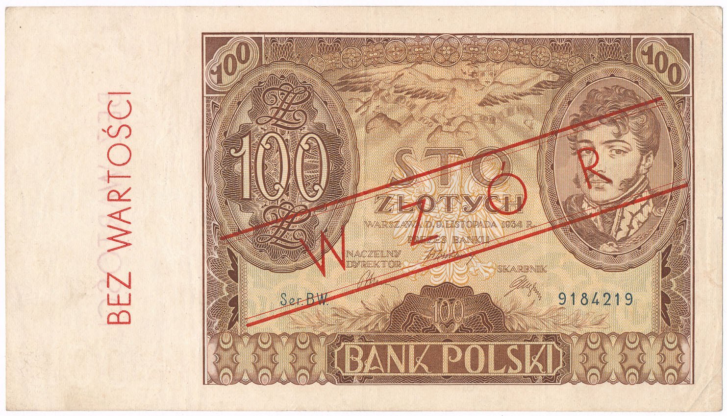 WZÓR.  100  złotych 1926 – RZADKOŚC R6